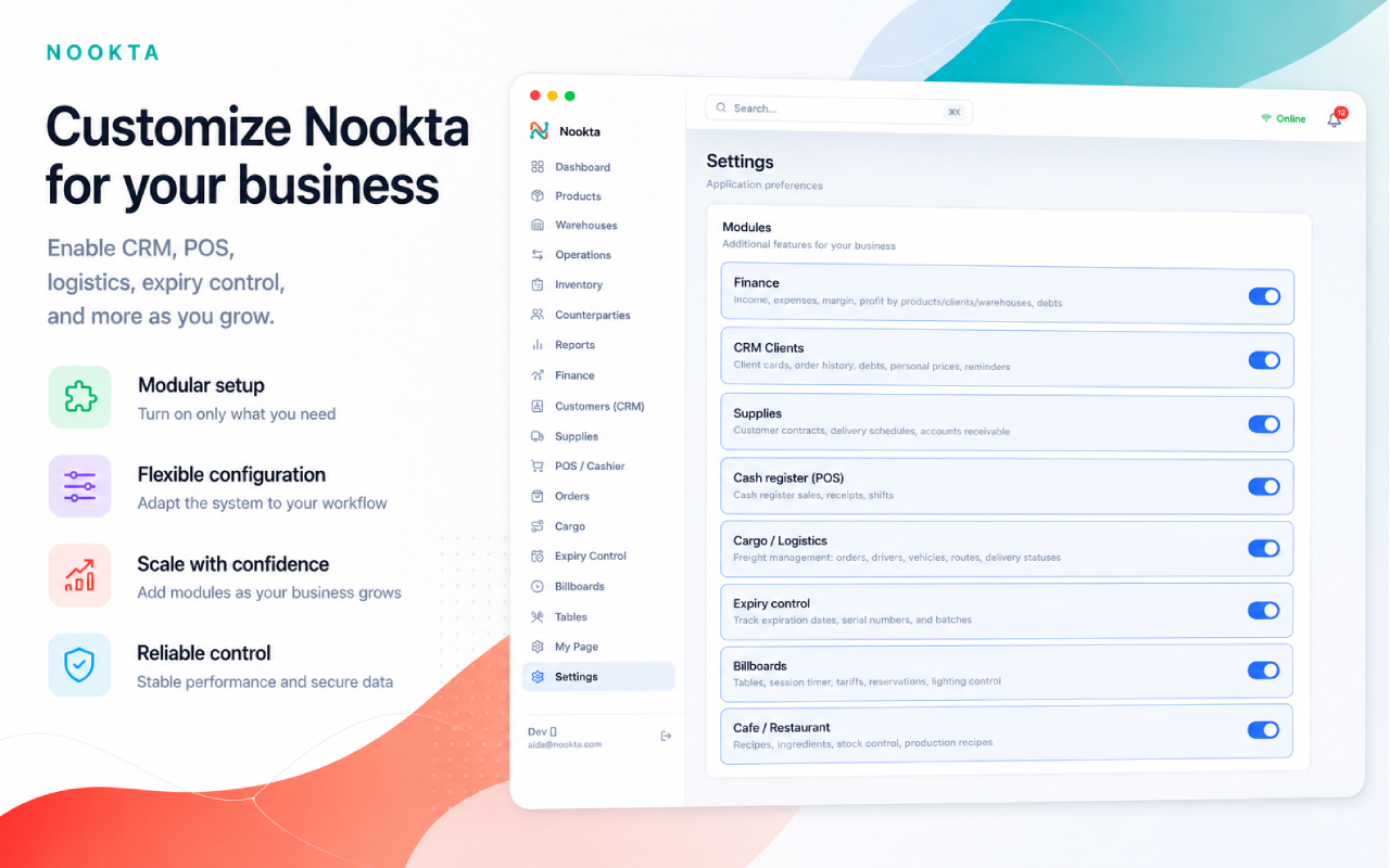 Configure Nookta for your business